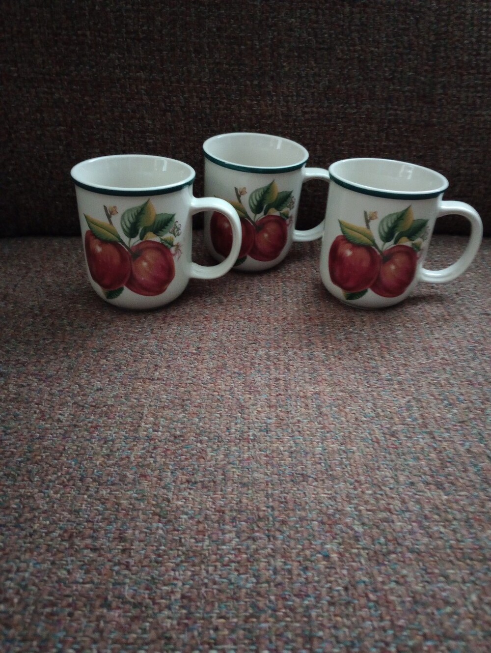 Casuals By China Pearl Apple Pattern Coffee/Tea Mugs- Set of 3